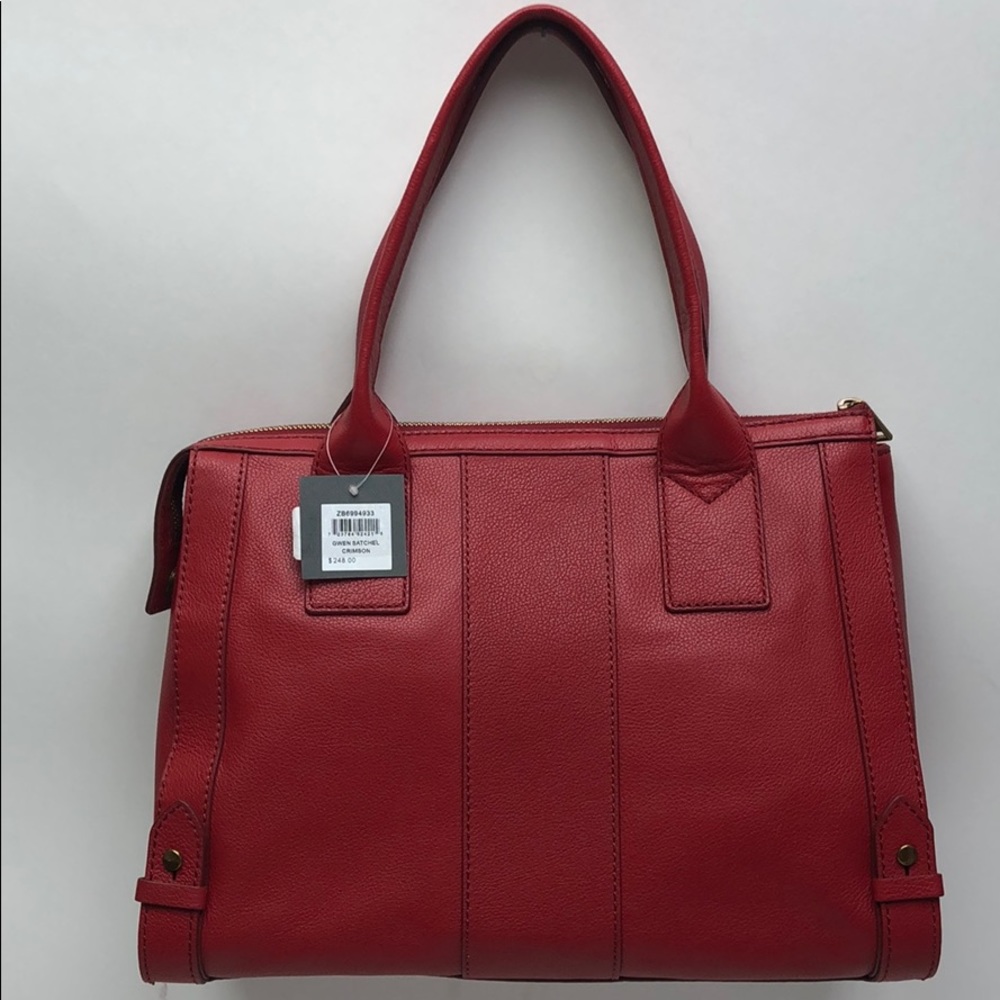 Fossil Crimson Shoulder Bag Satchel Leather New - Picture 3 of 8